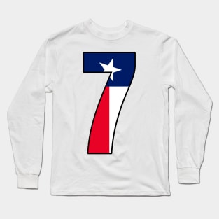 Number 7 Texas Flag Long Sleeve T-Shirt